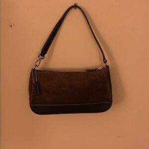Coach Dark Brown Suede Shoulder Bag